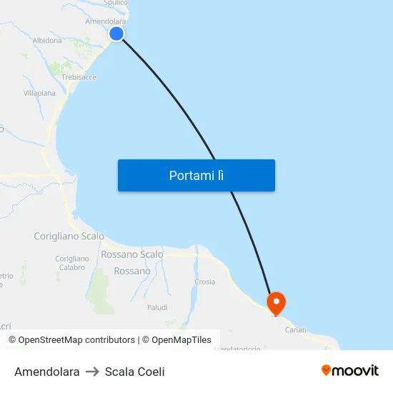 Amendolara to Scala Coeli map