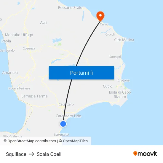 Squillace to Scala Coeli map