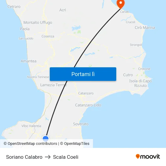 Soriano Calabro to Scala Coeli map