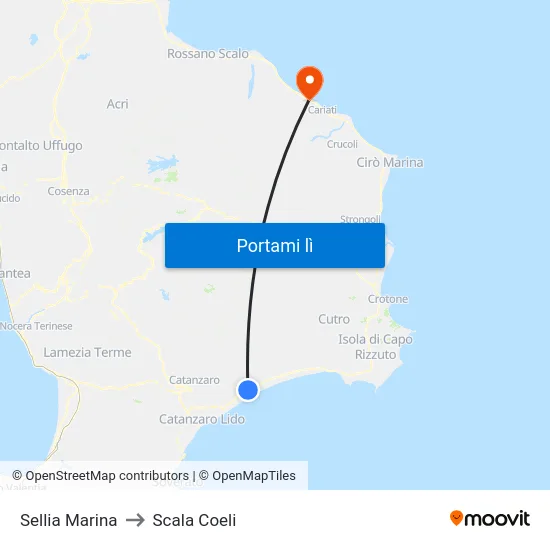 Sellia Marina to Scala Coeli map