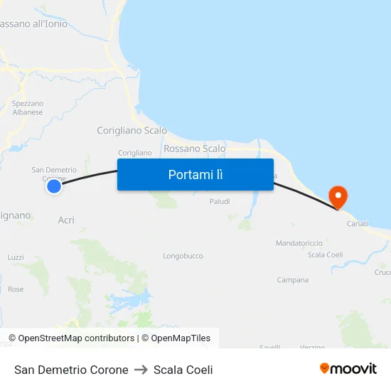 San Demetrio Corone to Scala Coeli map