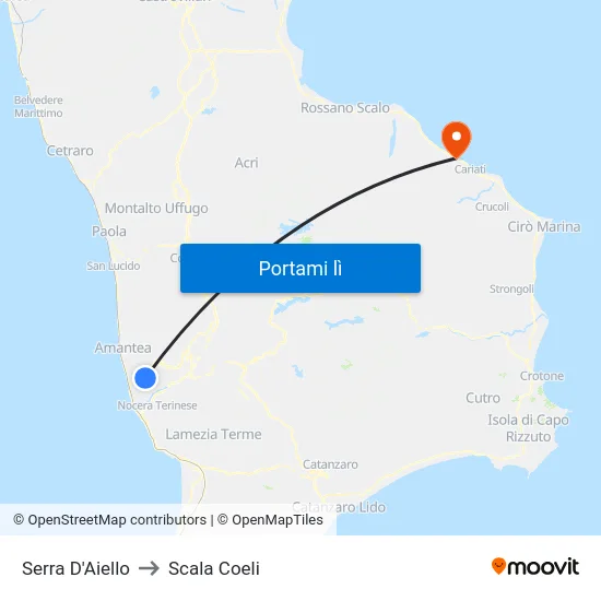 Serra D'Aiello to Scala Coeli map