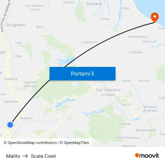 Malito to Scala Coeli map