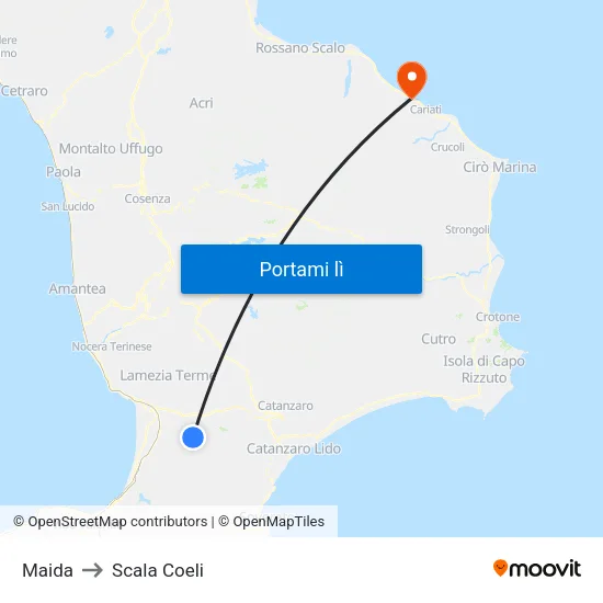 Maida to Scala Coeli map