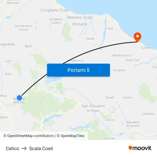 Celico to Scala Coeli map