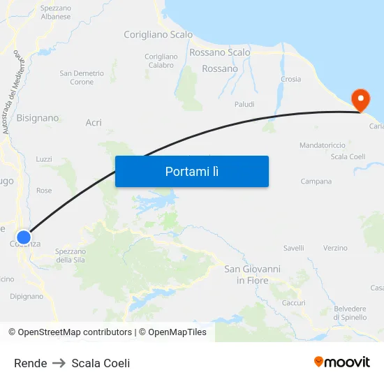 Rende to Scala Coeli map