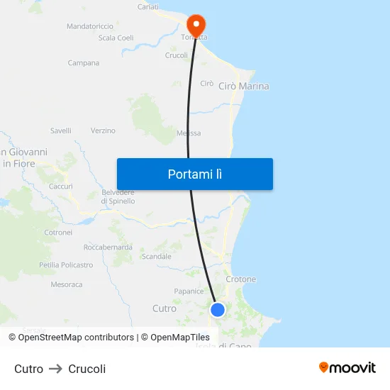 Cutro to Crucoli map