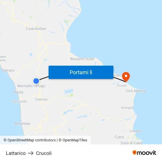 Lattarico to Crucoli map