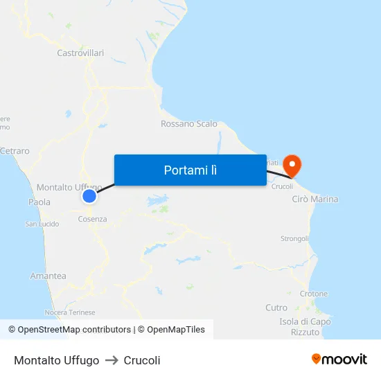 Montalto Uffugo to Crucoli map