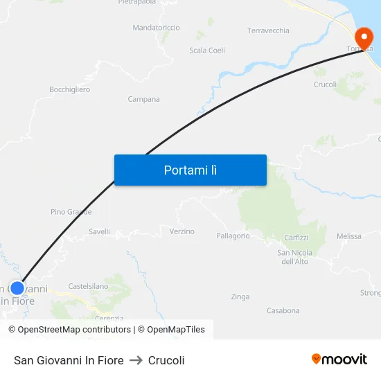 San Giovanni In Fiore to Crucoli map