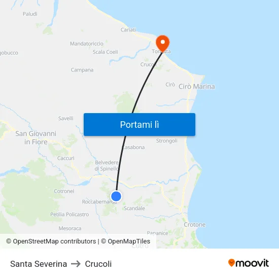 Santa Severina to Crucoli map