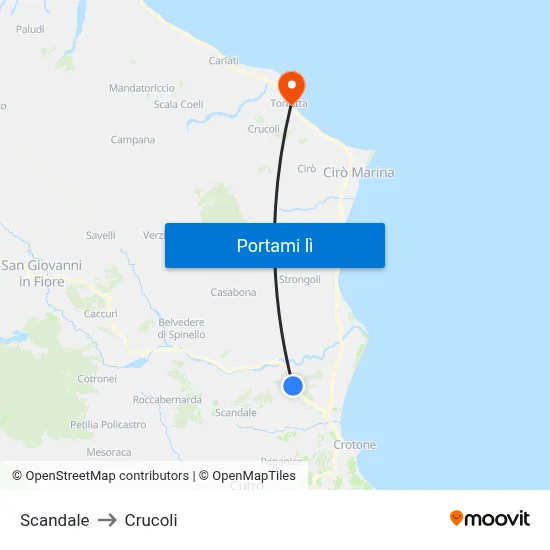 Scandale to Crucoli map