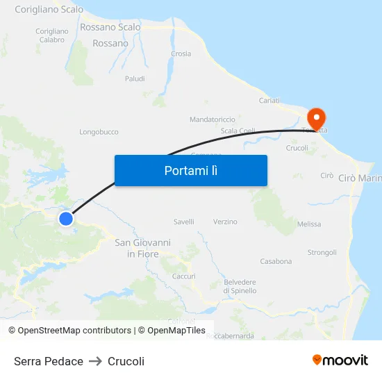 Serra Pedace to Crucoli map