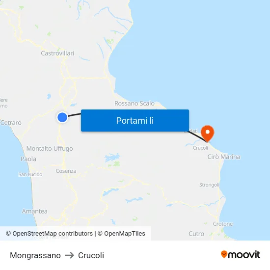 Mongrassano to Crucoli map