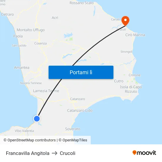 Francavilla Angitola to Crucoli map