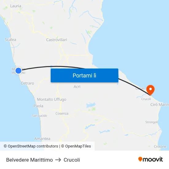 Belvedere Marittimo to Crucoli map