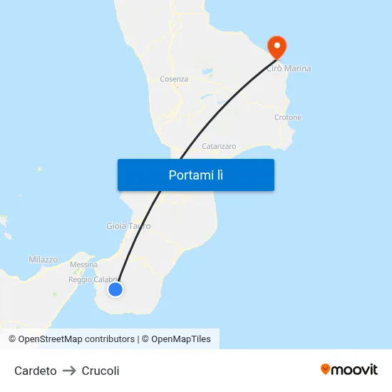 Cardeto to Crucoli map