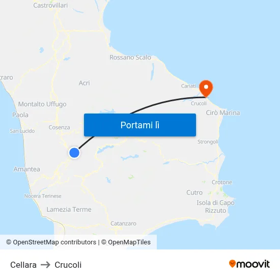 Cellara to Crucoli map