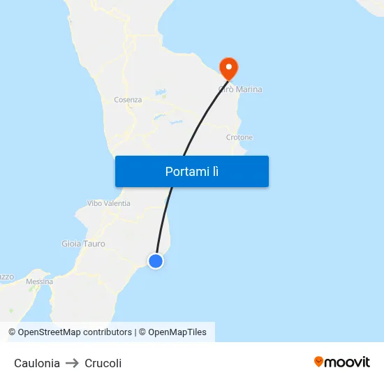Caulonia to Crucoli map