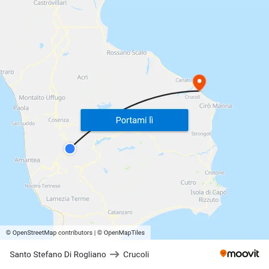 Santo Stefano Di Rogliano to Crucoli map