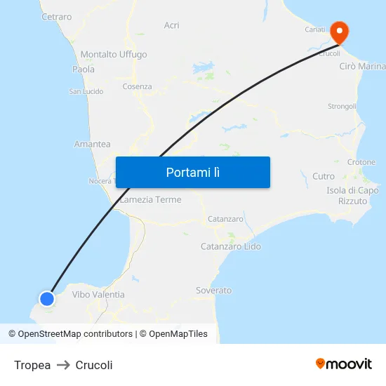 Tropea to Crucoli map