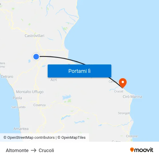 Altomonte to Crucoli map