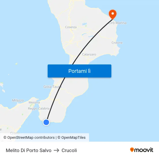 Melito Di Porto Salvo to Crucoli map