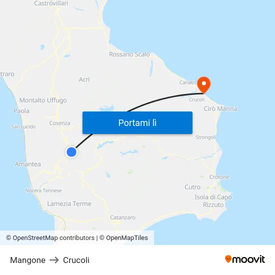 Mangone to Crucoli map