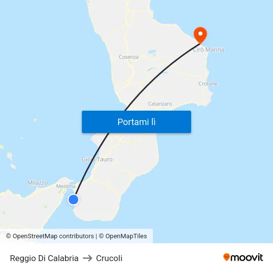 Reggio Di Calabria to Crucoli map