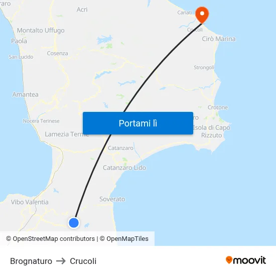 Brognaturo to Crucoli map