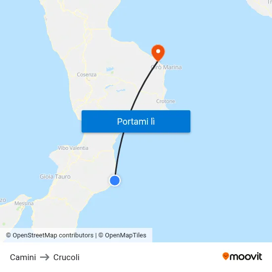 Camini to Crucoli map