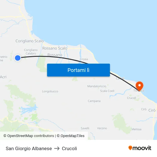 San Giorgio Albanese to Crucoli map