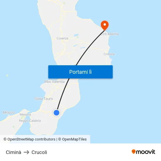 Ciminà to Crucoli map