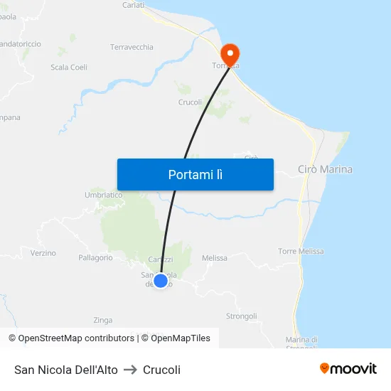San Nicola Dell'Alto to Crucoli map