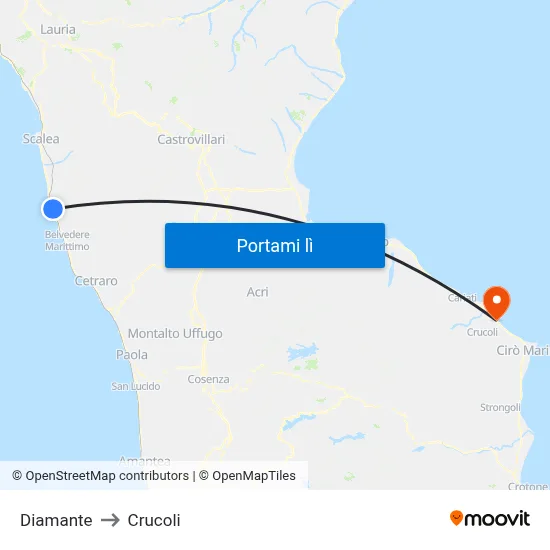 Diamante to Crucoli map