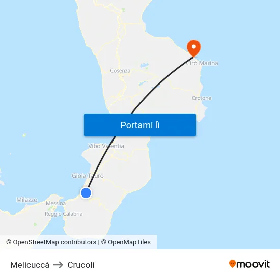 Melicuccà to Crucoli map