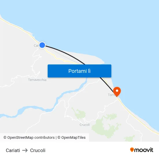 Cariati to Crucoli map