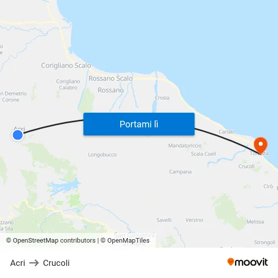 Acri to Crucoli map