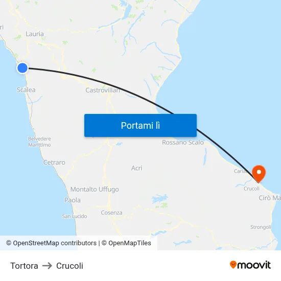 Tortora to Crucoli map