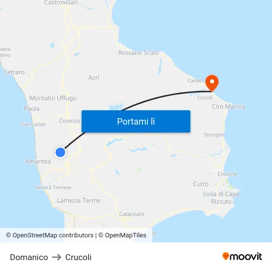 Domanico to Crucoli map