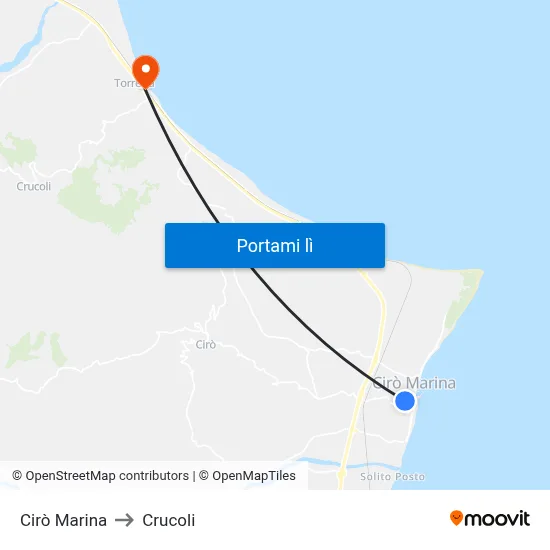Cirò Marina to Crucoli map