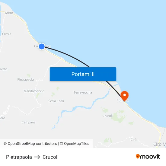 Pietrapaola to Crucoli map