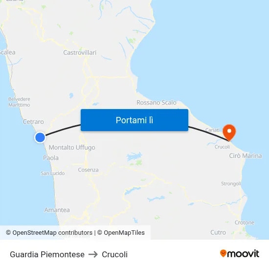 Guardia Piemontese to Crucoli map