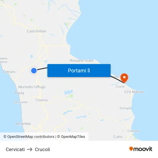 Cervicati to Crucoli map