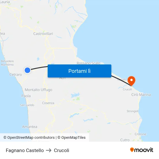 Fagnano Castello to Crucoli map