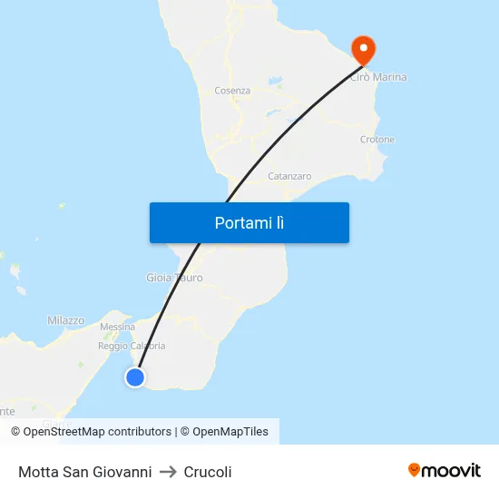 Motta San Giovanni to Crucoli map