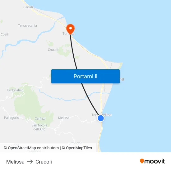 Melissa to Crucoli map
