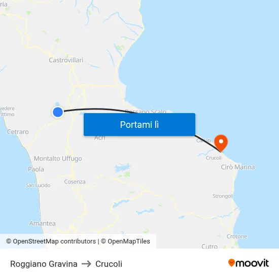 Roggiano Gravina to Crucoli map