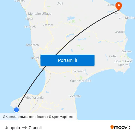 Joppolo to Crucoli map