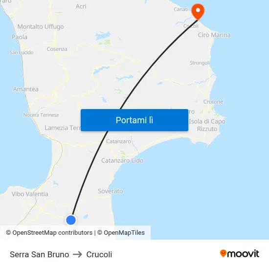 Serra San Bruno to Crucoli map
